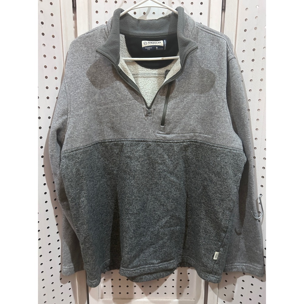 Magellan Outdoor Gray Fleece 1/4 Zip Pullover Sweatshirt Men's Medium